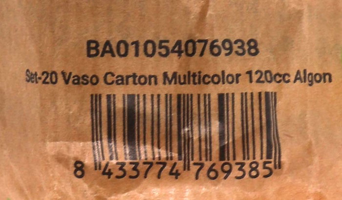 Algon Set-20 Vaso Carton Multicolor 120 cc (6 cm ancho x 6.5 cm alto x 6 cm largo) (24 Unidades)
