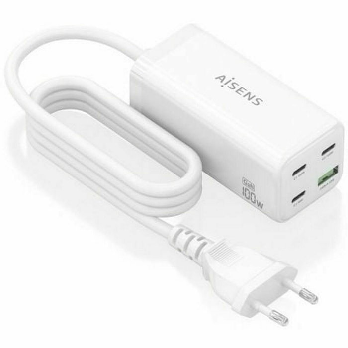 Aisens Cargador Sobremesa GaN 100W 3xUSB-C y 1xUSB-A Blanco