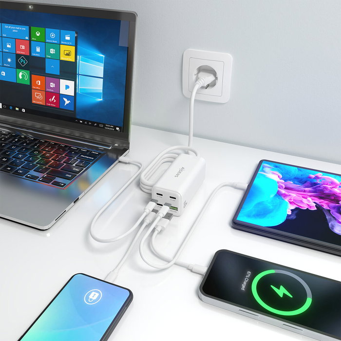 Aisens Cargador Sobremesa GaN 100W 3xUSB-C y 1xUSB-A Blanco