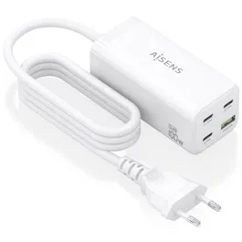Aisens ASCH-100W4P053-W Cargador Sobremesa GaN 100W 3xUSB-C PD3.0 QC4.0 QC5.0 1xUSB-A QC3.0 Blanco