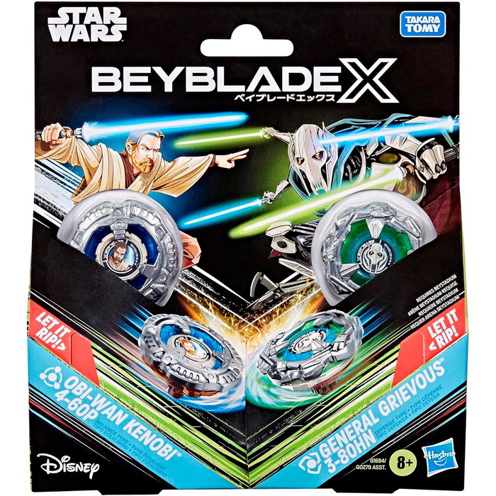 Hasbro Beyblade X Star Wars Pack de Batalla G1694 con Tops Obi-Wan Kenobi y General Grievous para +8 Años, Incluye 2 Lanzadores y Tops Intercambiables