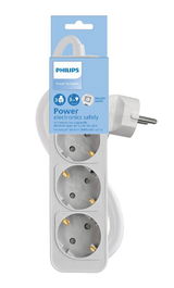Philips Base Múltiple, 3 Tomas con Interruptor, Cable 1.5m, Blanco, CHP2134W/12