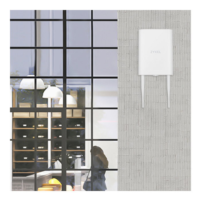 Zyxel NWA55AXE Punto de Acceso WiFi 6 AX1800 Outdoor, 1775 Mbps, PoE, 2 Antenas, Resistente para Exterior, Blanco