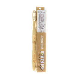 BioBambú Cepillo de dientes de bambú adulto suave-media con filamentos de aceite de ricino USDA, 0% plástico, vegano, sostenible FSC