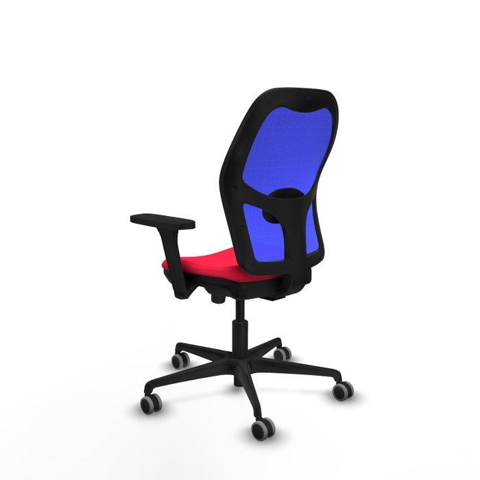 PIQUERAS Y CRESPO Silla de oficina Jorquera con Mecanismo Sincro/Traslack, Tela Roja y Malla Azul