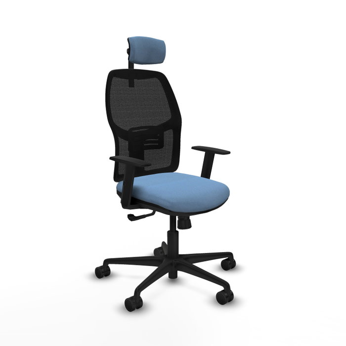 PIQUERAS Y CRESPO Silla Alfera con mecanismo Sincro, Tela Azul cielo y Malla Negra PIQUERAS Y CRESPO Silla Alfera con mecanismo Sincro, Tela Azul cielo y Malla Negra