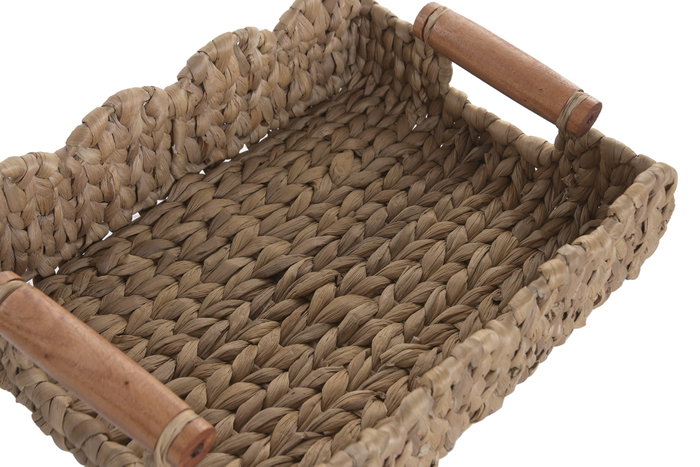 DKD Home Decor Set de 2 Cestas de Jacinto de Agua y Seagrass Natural
