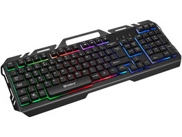 Sandberg IronStorm Keyboard BE Teclado Robusto con Placa de Metal, Iluminación LED y Cable de Nailon