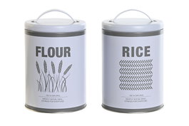 DKD Home Decor Surtido de Botes Metálicos Blanco y Gris