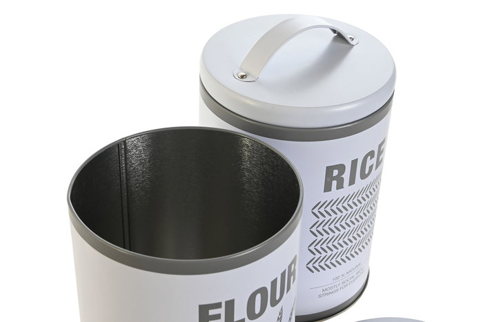DKD Home Decor Bote Blanco Gris Metal 10.5 x 18 x 10.5 cm (12 Unidades)