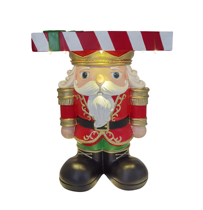 DKD Home Decor Mesita Auxiliar Cascanueces LED Resina Multicolor