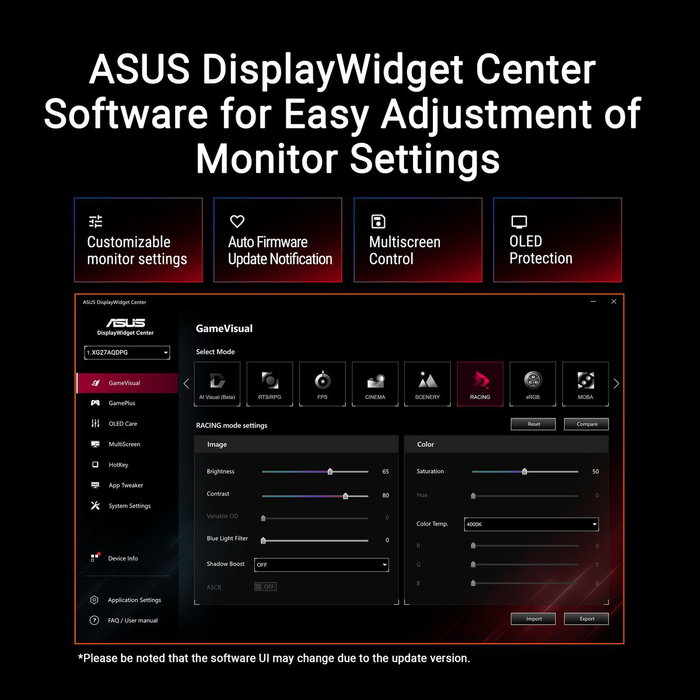 Asus ROG Strix OLED XG27ACDMS Monitor Gaming 26.5 QD-OLED Quad HD 280 Hz Negro