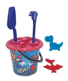 AVC - Cubo de playa con forma de araña, incluye pala, rastrillo, cedazo y 2 moldes para arena - Juguete de plástico para niños (edad mínima 10 meses)