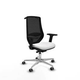 PIQUERAS Y CRESPO Silla de oficina Mardos con mecanismo Sincro/Traslack, Blanco y Negro