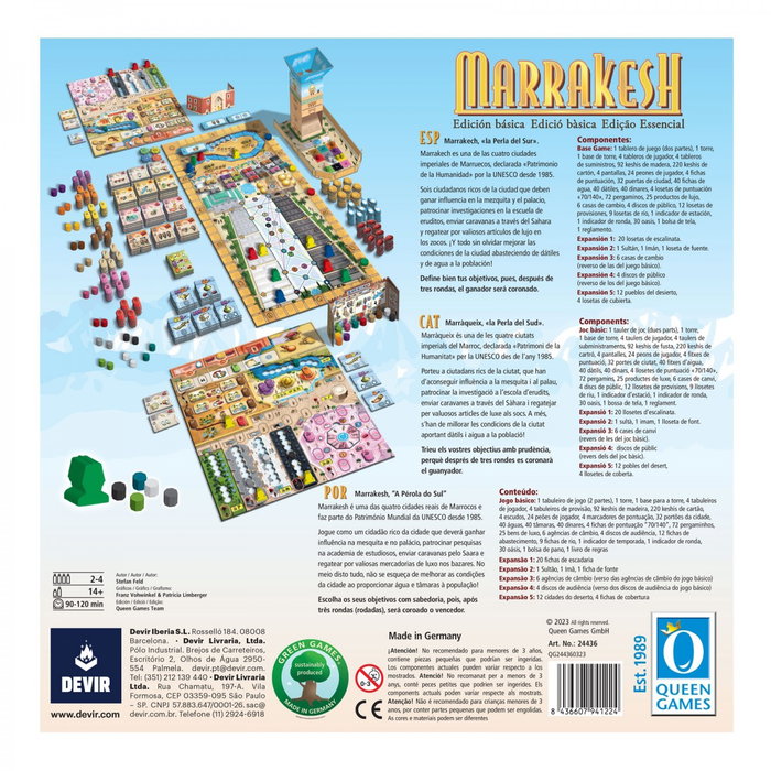Devir Juego de Mesa Marrakesh - Estrategia y Gestión de Recursos en la Ciudad Imperial - Edición Multilingüe Español, Portugués, Catalán Devir Juego de Mesa Marrakesh - Estrategia y Gestión de Recursos en la Ciudad Imperial - Edición Multilingüe Español, Portugués, Catalán