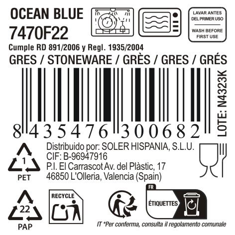 La Mediterranea Fuente Oval Ocean Blue (10 Unidades) 33.4 x 14.8 x 2.5 cm