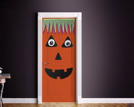 Set Decorativo De Puerta Halloween Calabaza 7 Piezas Con Flecos Adhesivos