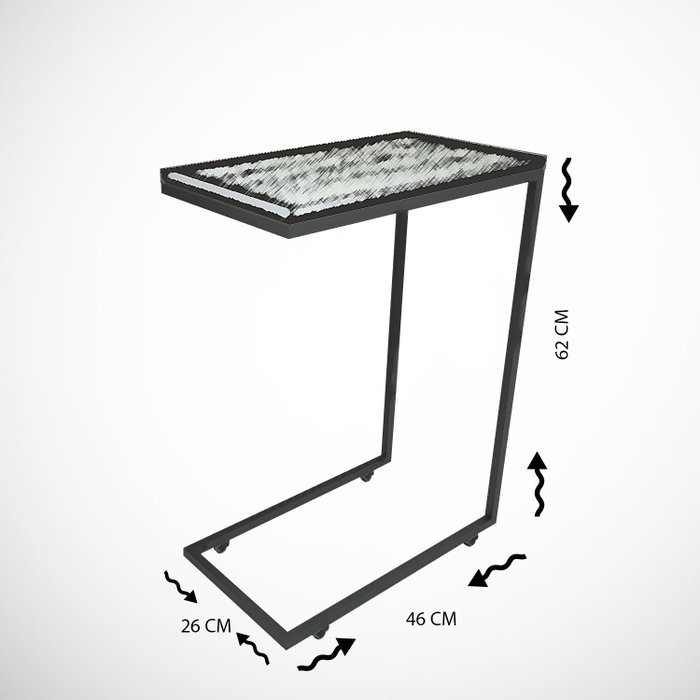 Hanah Home Callen Mesa Auxiliar Industrial Black Marble 46x62x26 cm