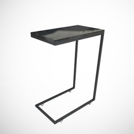 Hanah Home Callen Mesa Auxiliar Industrial Black Marble 46x62x26 cm