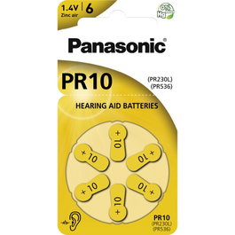 Panasonic PR 10 Pilas para Audífonos Aire Zinc, 6 unidades