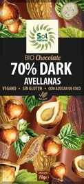 SOLNATURAL Tableta Chocolate Negro 70% Con Avellanas Bio 70 G