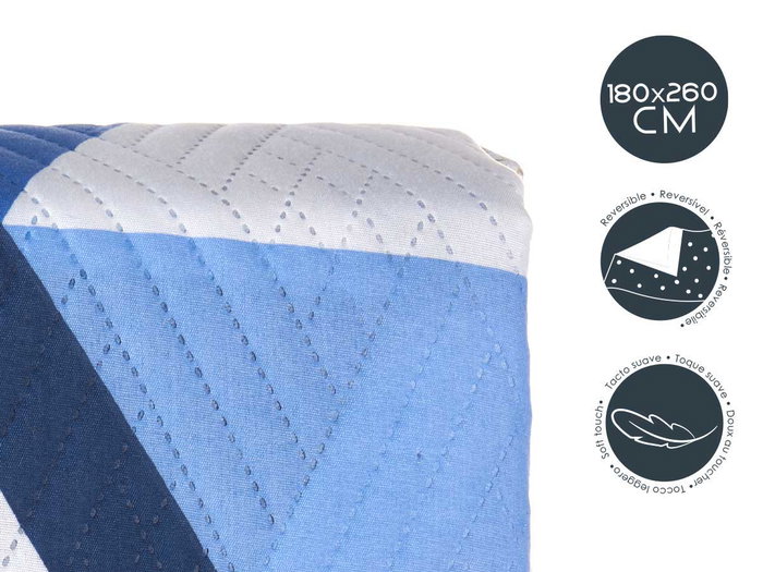 Giftdecor Colcha Cama Reversible 180x260 cm Triángulos Azules y Blancos Tacto Suave 100% Poliéster (Set de 6) Giftdecor Colcha Cama Reversible 180x260 cm Triángulos Azules y Blancos Tacto Suave 100% Poliéster (Set de 6)