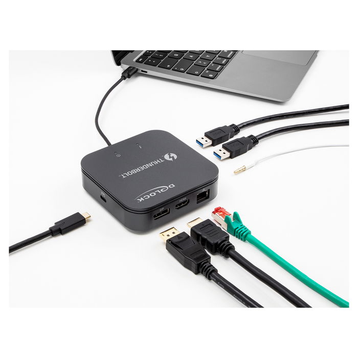 DeLOCK Mini Docking Station Thunderbolt 3 8K DisplayPort HDMI USB-C LAN Audio PD 3.0 60W HDR10 para Windows y Mac OS