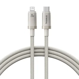 Baseus Cable de carga rápida de aleación de titanio USB-C a Lightning, 1 m, Plata