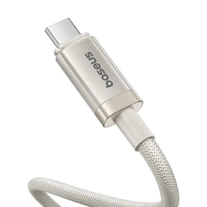 Baseus Cable de carga rápida de aleación de titanio USB-C a Lightning, 1 m, Plata