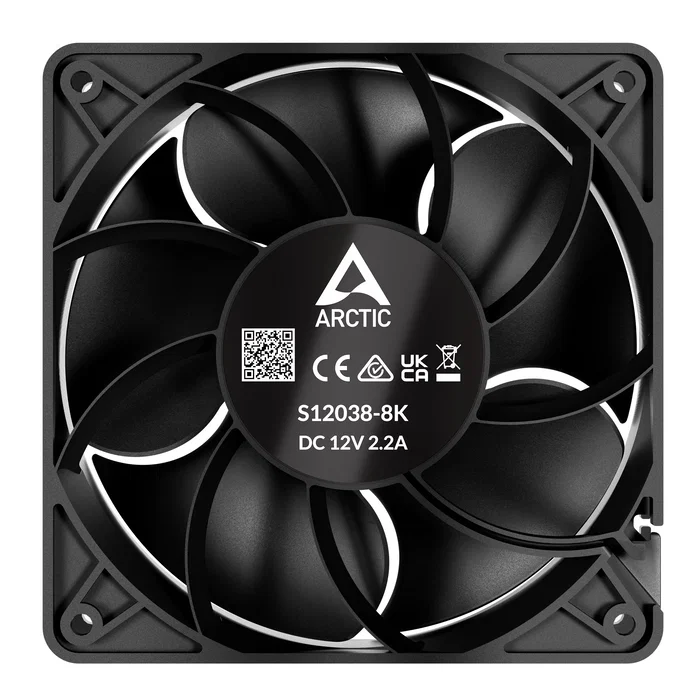 Arctic S12038-8K - Pack de 3 Ventiladores PC 12 cm 800-8000 RPM, PWM, 370 m³/h, Doble Rodamiento de Bolas, Negro