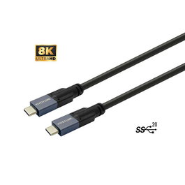 Vivolink Cable USB-C a USB-C 7.5m USB3.2 20 Gbps 100W Negro
