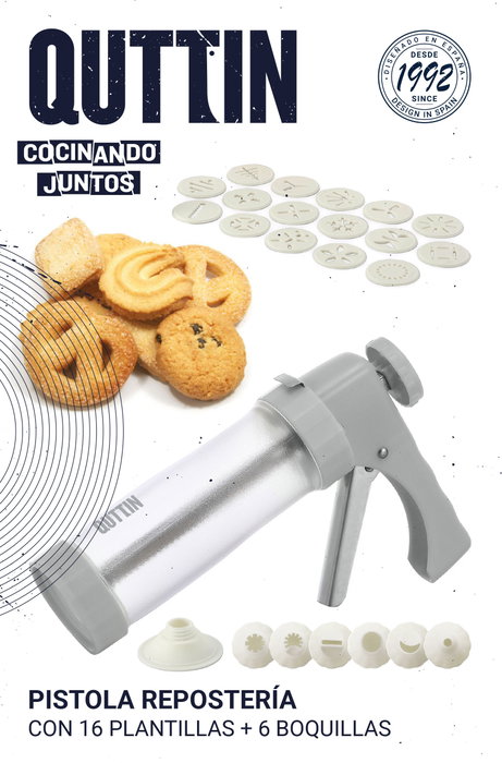 Quttin Pistola de Repostería con Prensa y 6 Boquillas (Pack de 12 unidades) inevitable