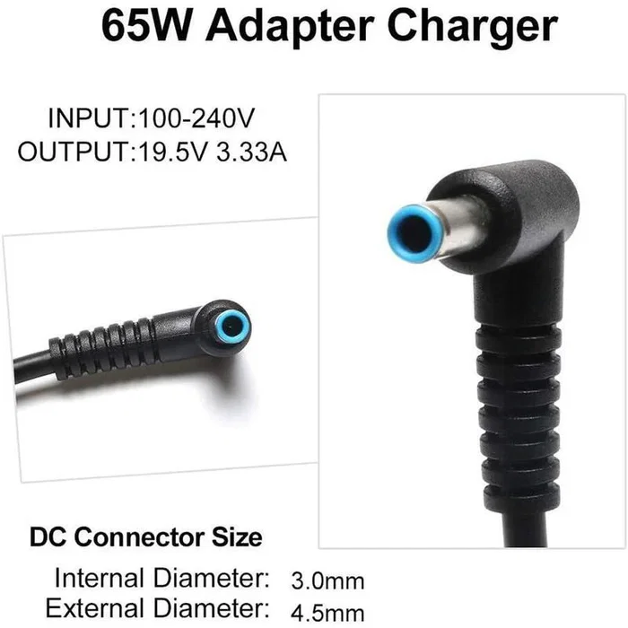 Generico Cargador compatible HP 65W 19.5V 3.33A punta azul 4.5* 3.0mm