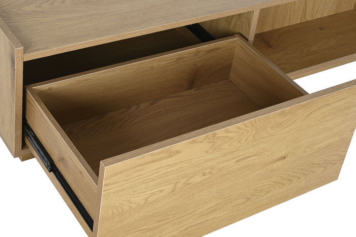 DKD Home Decor Mesa Centro Scandi Natural 120x60x35cm MDF Roble 2 Cajones DKD Home Decor Mesa Centro Scandi Natural 120x60x35cm MDF Roble 2 Cajones