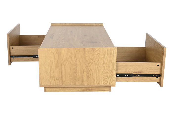 DKD Home Decor Mesa Centro Scandi Natural 120x60x35cm MDF Roble 2 Cajones DKD Home Decor Mesa Centro Scandi Natural 120x60x35cm MDF Roble 2 Cajones