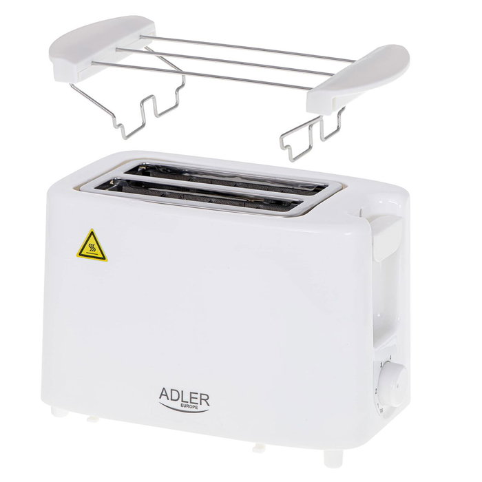 Adler Tostadora Ad 3223 de 2 ranuras, Blanca, 900 W Adler Tostadora Ad 3223 de 2 ranuras, Blanca, 900 W