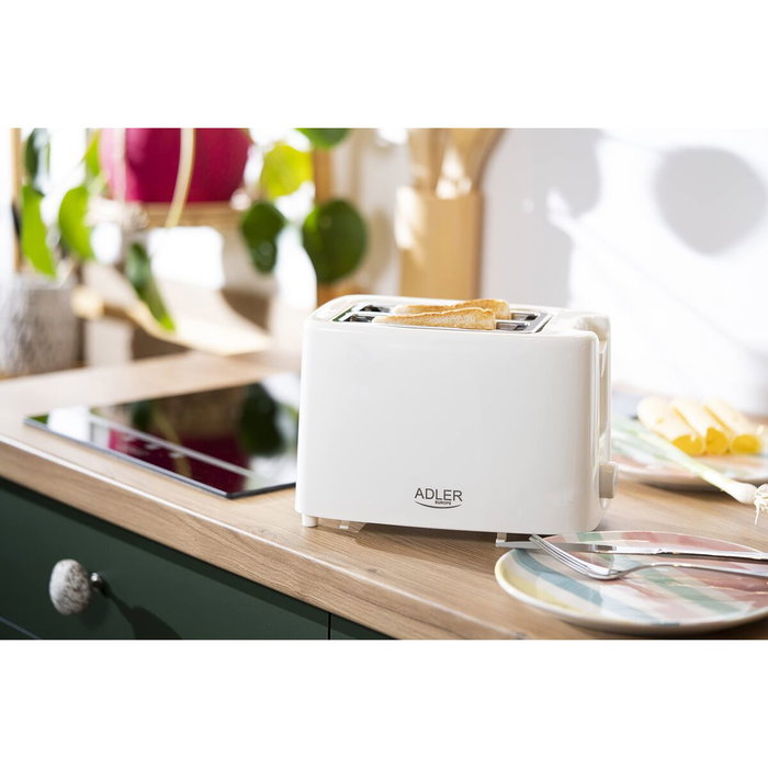 Adler Tostadora Ad 3223 de 2 ranuras, Blanca, 900 W Adler Tostadora Ad 3223 de 2 ranuras, Blanca, 900 W