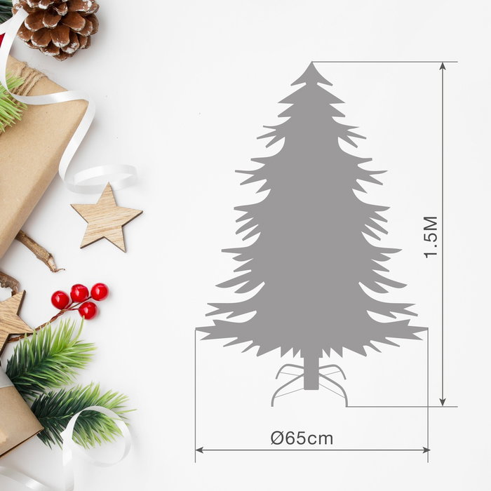 Bambasy Árbol de navidad artificial Haur 1,5M con efecto nieve, acebo y piñas Bambasy Árbol de navidad artificial Haur 1,5M con efecto nieve, acebo y piñas