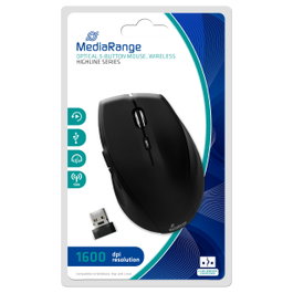 MediaRange Highline Ratón Óptico Inalámbrico de 5 Botones, Negro