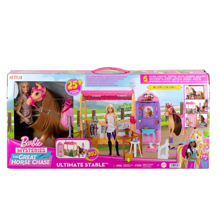 Barbie Hxj44 Muñeca Barbie Con Caballo Y Establo Conjunto De Juego Inspirado En 'Barbie Mysteries: The Great Horse Chase' +3 Años