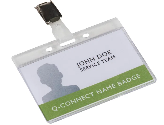 Q-connect Identificador Rigido Plastico Acabado Brillante con Pinza KF14148 9x6,7 cm