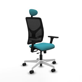 PIQUERAS Y CRESPO Silla de oficina Motilla con mecanismo Sincro/Traslack, Turquesa y Negro