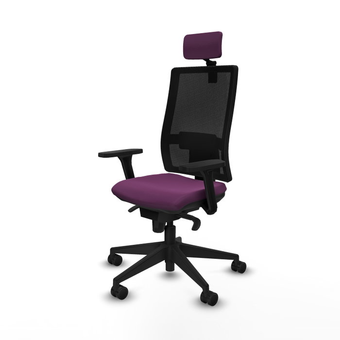 PIQUERAS Y CRESPO Silla de oficina Horna con mecanismo Sincro, Morado y Negro