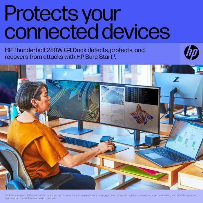 HP Thunderbolt Dock 280W G4 w/Combo Cable para Portátiles, Alta Productividad y Conectividad