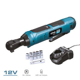 Koma Tools Carraca Eléctrica 12V Kit 12v-ca-k con Carga USB-C, Batería, Cargador, Maletín y 9 Vasos Hexagonales (6-14mm) + Prolongador