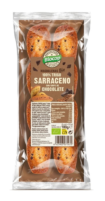 BIOCOP Madalenas de Trigo Sarraceno Chips Choco 180 g BIO BIOCOP Madalenas de Trigo Sarraceno Chips Choco 180 g BIO