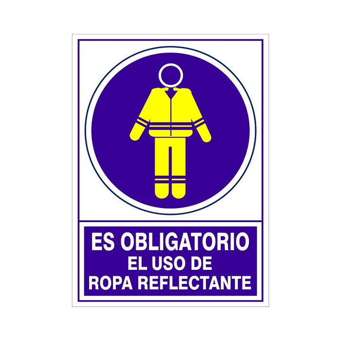 DUVER Señal 697 Plas.295X210'' Obl.Ropa Reflect'' Es Obligatorio El Uso De Ropa Reflectante