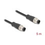 DeLOCK Cable M12 Codificado A 8 Pin Macho a Macho Negro 5 m