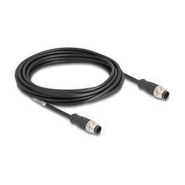 DeLOCK Cable M12 Codificado A 8 Pin Macho a Macho Negro 5 m