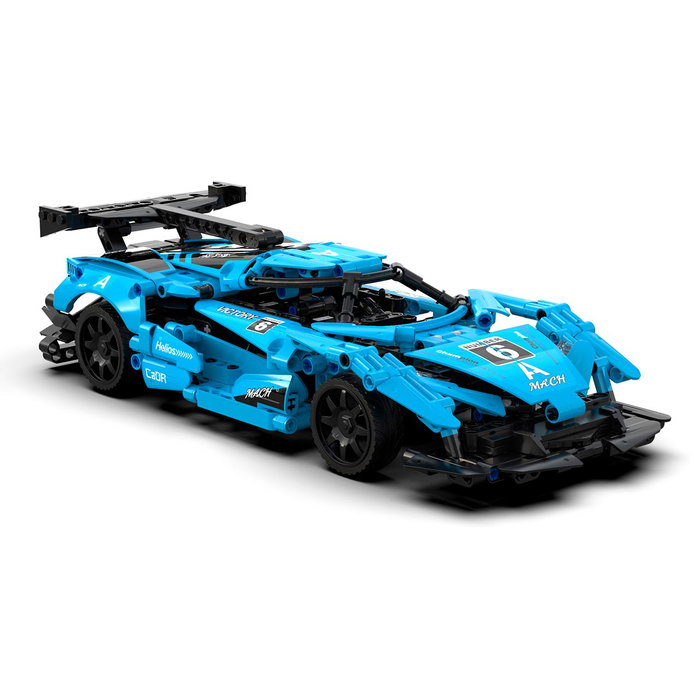 DEQUBE Cada: Helios Coche de Carreras Azul con Control Remoto 2.4GHz y App Bluetooth 419 Piezas - Multilenguaje